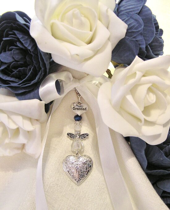Grandad angel locket wedding bouquet charm